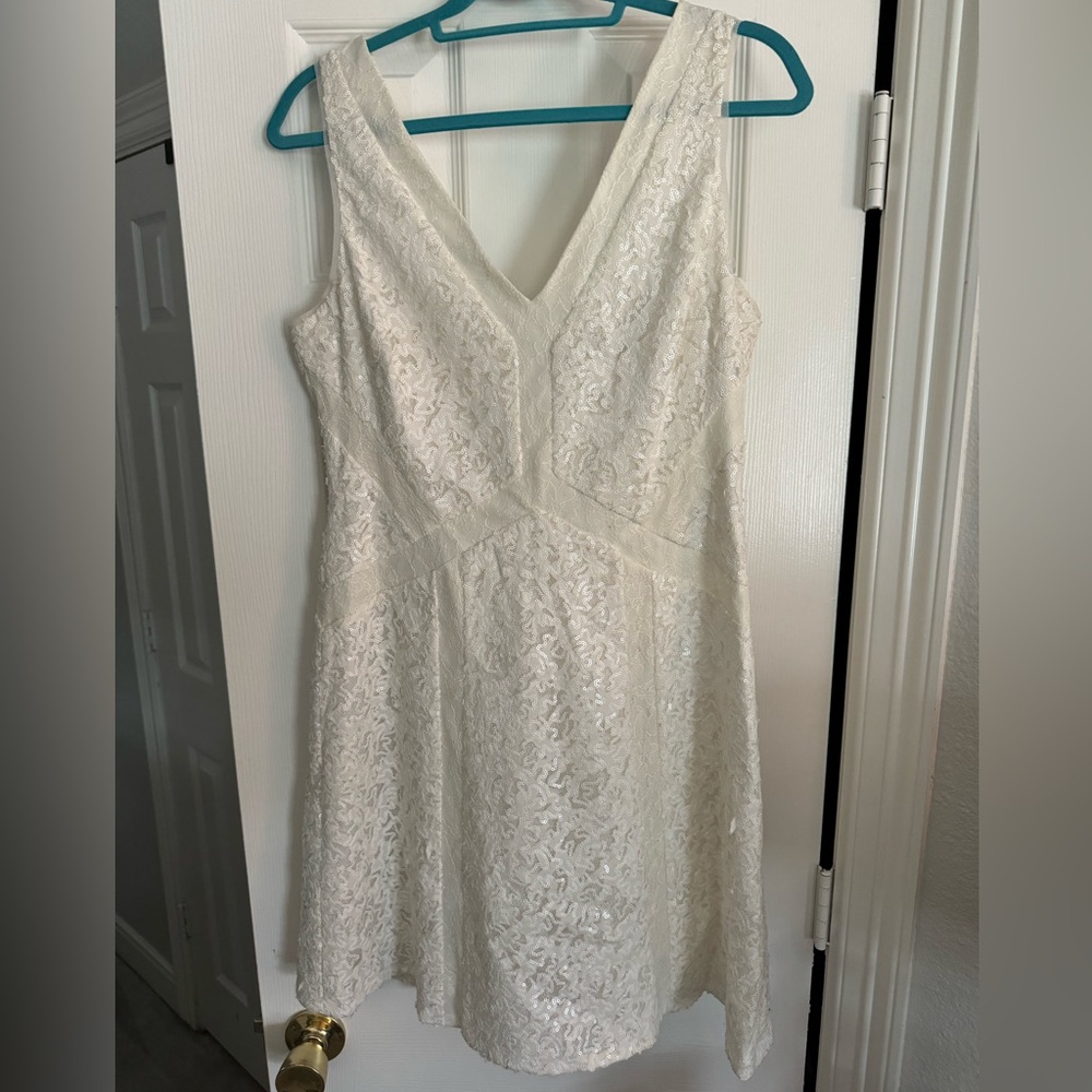 BCBG sequined white dress